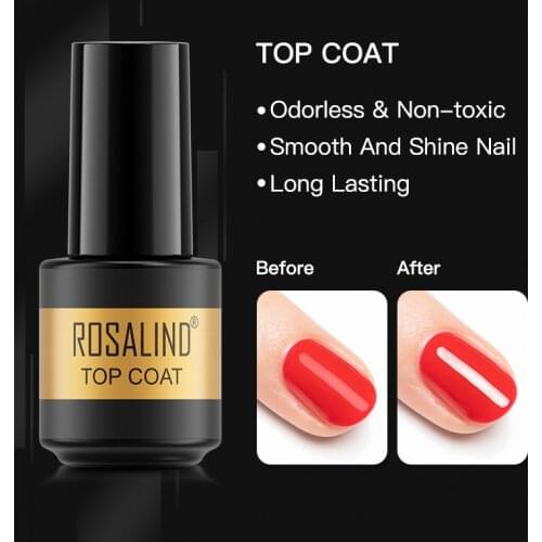 ROSALIND 7ml Top Coat Hybrid Varnishes Soak Off Top Coat Need Cured Lamps Semi Permanent Nail Art Design No Sticky Gel