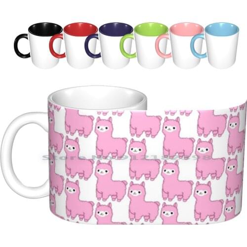 Pink Alpaca Ceramic Mugs Coffee Cups Milk Tea Mug Alpaca Alpacasso Pink Fluffy Kawaii Cute Llama Japanese Arpakasso Harajuku