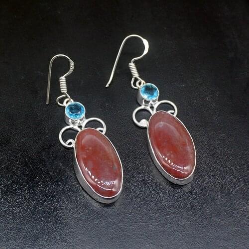 Gemstonefactory Big Promotion Unique 925 Silver Sea Sediment Blue Topaz Lovely Women Ladies Gifts Dangle Drop Earrings 20212342