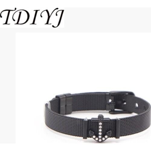 TDIYJ DIY Black Anchor Slide Charms Keeper Wrap Mesh Bracelet Set as Gifts for Summer Day