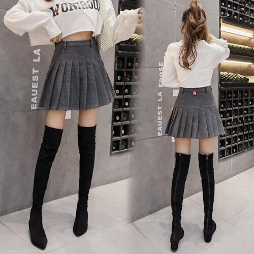 Mao skirt high waist pleated skirt women 2021 four seasons a-word skirt Korean version of the college style thickened skirt