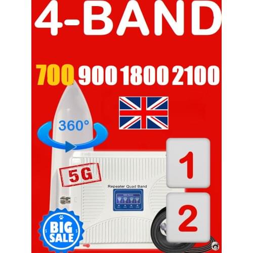 Dual antenna four bands European Cellphone Signal booster amplifier 4g lte repeater 3g gsm 700 900 1800 2100 MHZ B28 B8 B3 B1