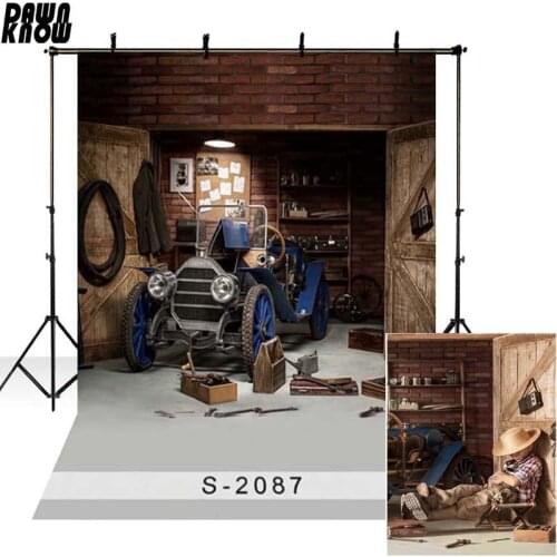 DAWNKNOW Tooling Room Vinyl Photography Background For Children Car Photo Shoot Backdrop For Baby Photo Studio Props 2087