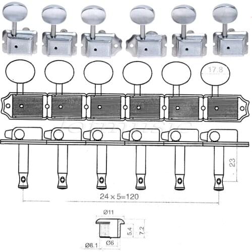 Guitar Vintage Tuning Pegs Tuners Machine Heads for Electric Guitar Parts 6R Inline Chrome