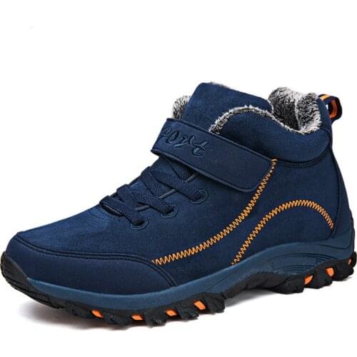 Waterproof Winter Men Boots With Fur Warm Snow Women Boots Men Work Casual Shoes Sneakers High Top Rubber Ankle Boots Plus Size