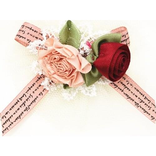 OneckOha Ribbon Rose Flower Brooches DIY Fabric Bowknot Pin Lace Mesh Brooch Pin Wedding Bridal Jewelry Pin