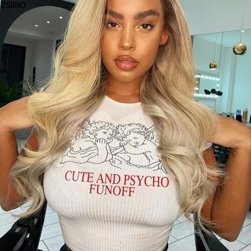 Female clothing cyber y2k angel Print Harajuku Metal Cropped Chain Sexy Female Streetwear kawaii clothes fairy grunge T-shirts