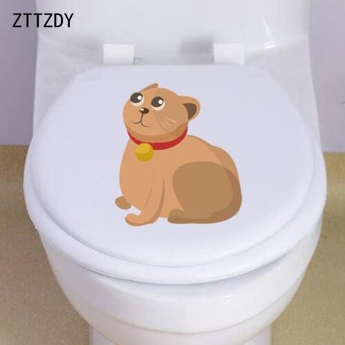 ZTTZDY 20.7*23.2CM Cute Cat Home Bedroom Wall Decor Toilet Sticker Decal T3-0351