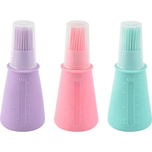 1 Pcs Portable Silicone Oil Bottle with Brush Grill Oil Brushes Liquid Oil Pastry Kitchen Baking BBQ Tool Kitchen Tools for BBQ