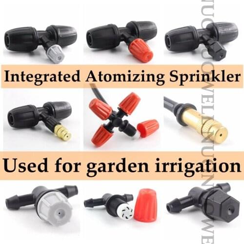 10pcs Garden Irrigation Atomizer Sprinkler Head Intergrated Connect to 4/7mm 8/12mm Hose Plant Lawn Watering Atomization Cooling