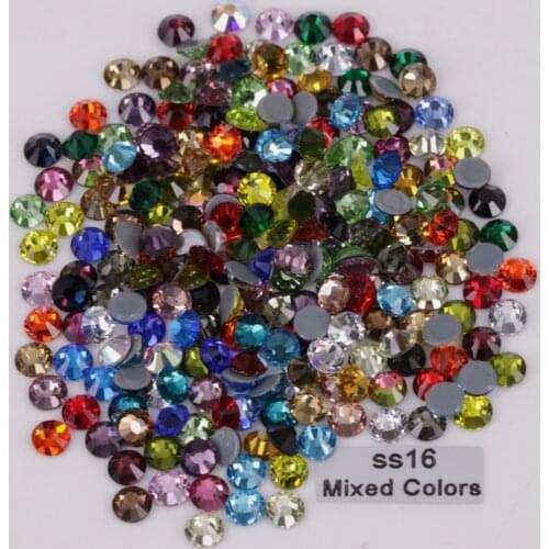 1440pcs/Lot, High Quality ss16 (3.8-4.0mm) Mixed Colors Hotfix Rhinestones / Iron On Flat Back Crystals