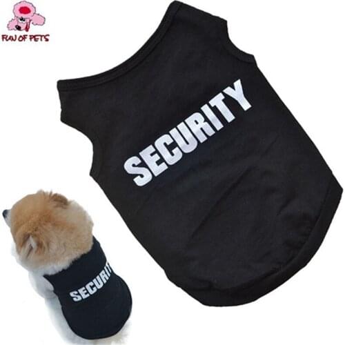 2017 Newly Design SECURITY Black Dog Vest Summer Pets Dogs Cotton Clothes Shirts Apparel