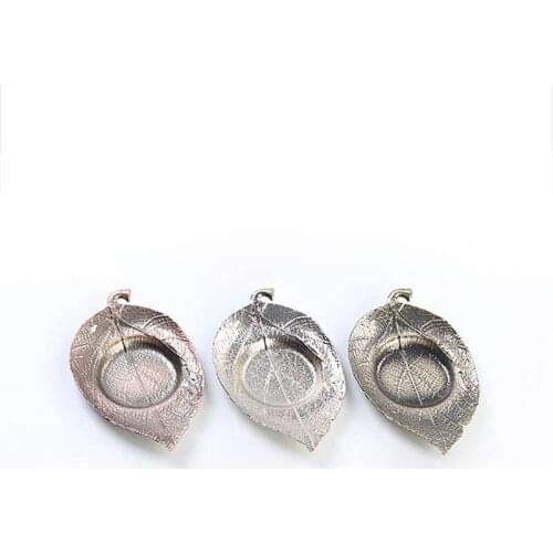 5pcs Leaf Shaped Metal Tea Cup Tray Black Tea Trays Chinese Vintage Alloy Cup Mat Saucer Drink Coaster