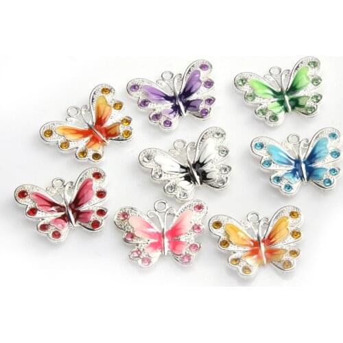 5 Pieces Set Of Enamel Animal Insect Butterfly Pendant Necklace Lepidopteran Metal Pendant Bracelet Jewelry Making