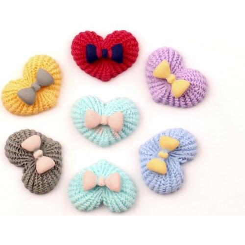 50Pcs 17x13mm Mixed Resin Bowknot Heart Cabochon Flatback Decoration Crafts Embellishments For Scrapbooking Diy Accessories