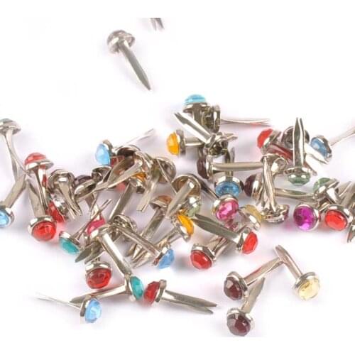 50Pcs Mix Round Rhinestone DIY Brads For Scrapbook Embellishment Brad Metal Crafts Handmade Shoes Decor Accessories C2171