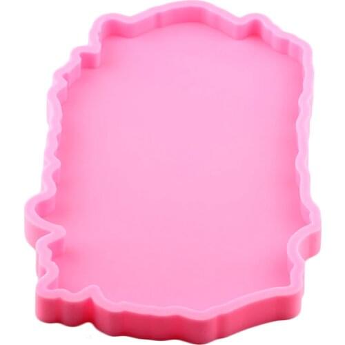 Shiny High Quality 9.4*16.5inch Square Shape Silicone Tray Molds Epoxy Resin DIY Geode Coasters Mould for Coffee Table