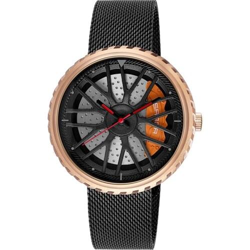 Sanda Mens Watches Sport Car Wheel Watch Tyre Dial Top Brand Luxury Mesh Watch Fashion Quartz Wristwatch reloj hombre 2020 Clock