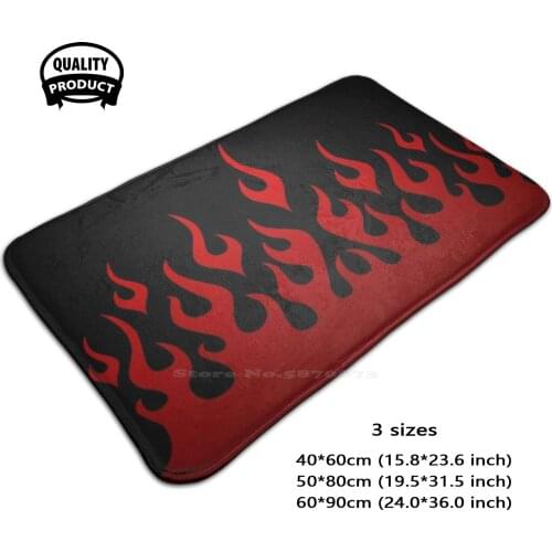 Black Red Flame Soft House Family Anti-Slip Mat Rug Carpet Red Black Cool Epic Flame Fire Logo Moto Parkour