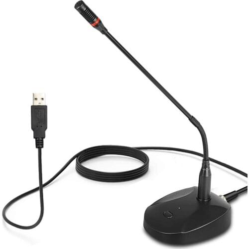 Depusheng U140 360° Flexible Stand Speech Mic USB Gooseneck Wired Condenser Microphone for Computer Desktop Online Chat Karaoke