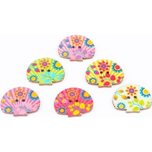 Tree Pattern Wooden Sewing Buttons Scrapbooking Crafts for Handmade Accessory Botones 24x30mm 30pcs