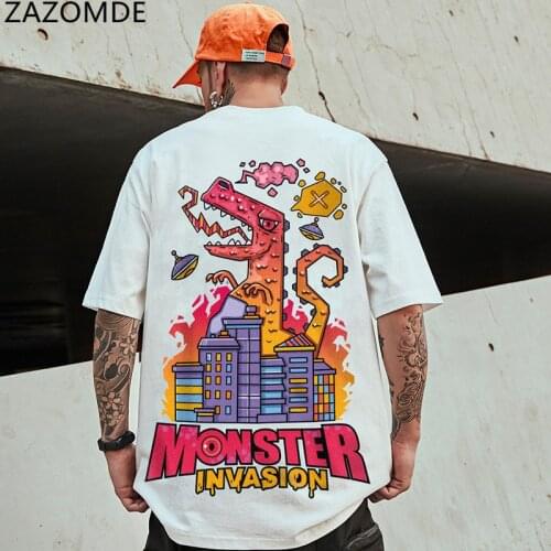 ZAZOMDE Mens Hip Hop Tshirts Harajuku Japan Anime Funny T Shirts Plus Size High Streetwear Top Tees Short Sleeve T-shirt Men