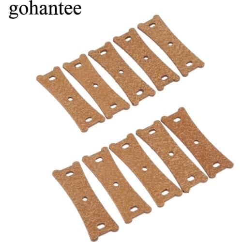 Gohantee Brown 10pcs Slingshots Pouches Microfiber Leather with Center Hole for Outdoor Hunting Catapults 62mm x 16mm x 21mm