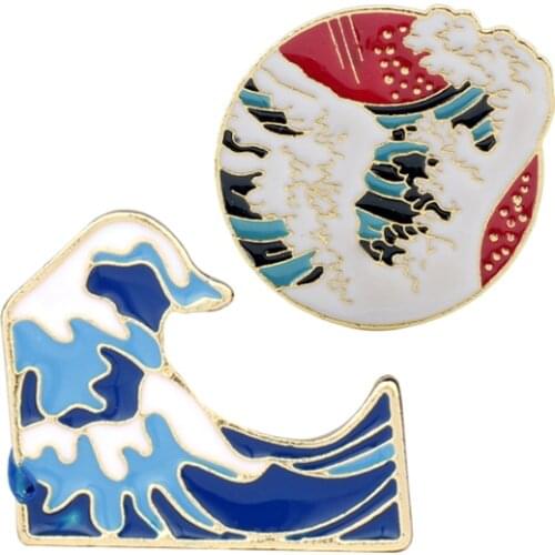Blue Waves Brooch Enamel Pin Buckle Coat Denim Bag Pin Button