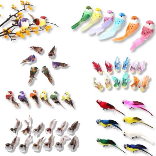 12pcs Artificial Birds Models Simulation Garden Decoration Birds Artificial Feather Home Room Decor Gardening Gift Craft