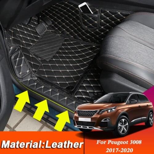 Car Styling Custom Foot Mat For Peugeot 3008 2017-2020 LHD Leather Floor Protect Waterproof Pad Auto Internal Accessories