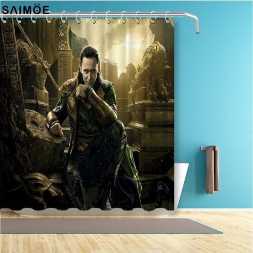 Fashion Loki Bathroom Curtain Waterproof Shower Curtain Polyester Fabric Bathing Cover Bath Curtain Shower Sets