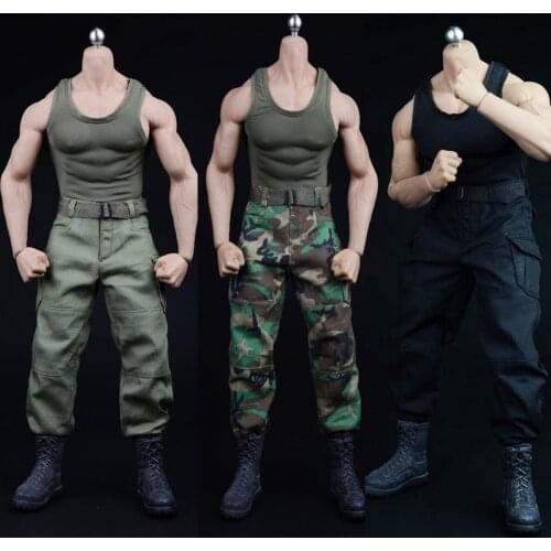 1/6 Scale Male Combat Suit Soldier Vest Pants Belt Clothes Set for 12" Body Figure