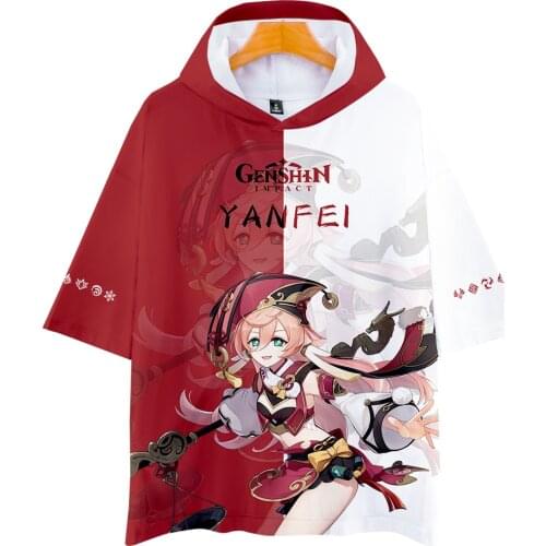 New Arrival 3D Printed Genshin Impact Hooded T-shirt Men Women Tops YANFEI Hip Hop Tees Casual Boys Girls Summer Hoodie t-shirt