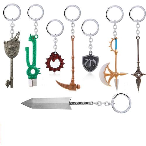 Japan Anime The Seven Deadly Sins Escanor Keychains Nanatsu no Taizai Divine Axe Rhitta Keyring Key Holder Jewelry Gift Men