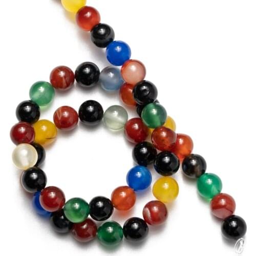 Wholesale Colorful Agates Beads Natural Stone Round Loose Beads 4 6 8 10 12mm Needlework for Jewelry Making DIY Bracelet