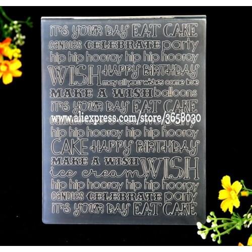 HAPPY BIRTHDAY MAKE A WISH Plastic Embossing Folder For Scrapbook DIY Album Card Tool Plastic Template 12.1x15.3cm 8071044