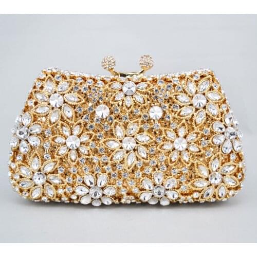 Luxury Evening Bag Gold Silver Diamond Party Purse Women Party Wedding Bridal Chain Handbags Mini Shoulder Bag SC623