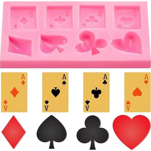 Cute A Poker Cookie Chocolate Silicone Mold Playing Cards Cake Fondant Mold Kitchen Baking Tool Baking Cake Decoration Tool