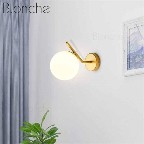 Gold Glass Wall Lamp Modern Nordic Wall Sconce Light Fixtures Living Room Bedroom Bedside Lamp Bathroom Mirror Lights for Home