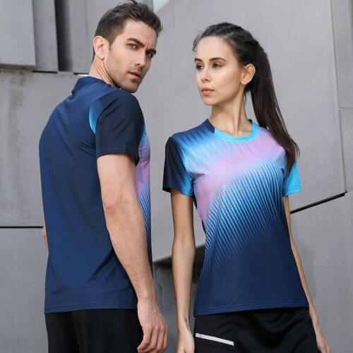 2018 High Quality Running Sport Fitness Gym Quick Dry Breathable Badminton Shirt,Women/Men Table Tennis Team Game T Shirts