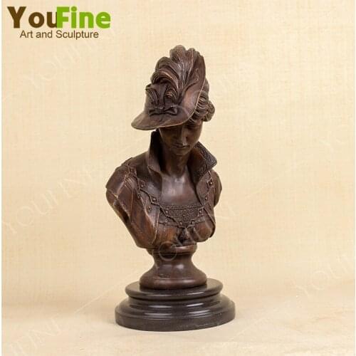 16.2" European Lady Bust Statue Bronze Bust Sculpture Bronze Statue Woman Modern Art Bronze Craft Ornament Home Decororation