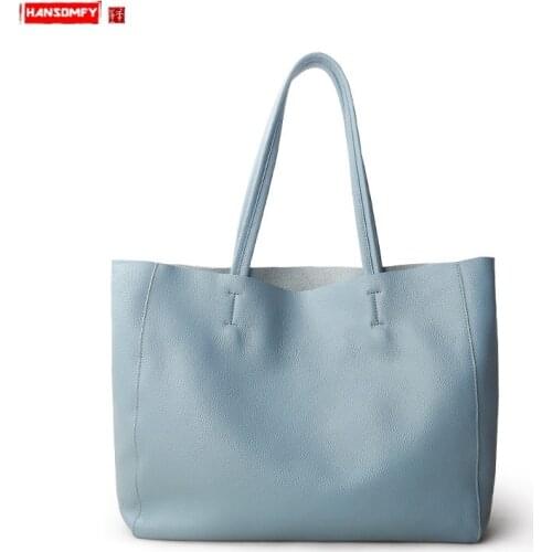 Bag Women Handbag New Tote Bag Briefcase Soft Leather Large Capacity Wild Shoulder Bag Large Computer Bag Head Layer Cowhide