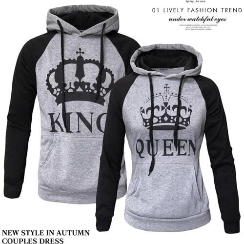 Couples Hooded Sweatshirts Mens Long Sleeve Pullover Hoodies Color-Block Large Pocket Casual Coat Womens Printed Sweatshirts