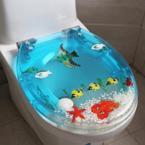 Unique High Quality Resin Beautiful Sea World Design Toilet Seat Cover Set Universal Toilet Cover With Lid Many Color For Choice