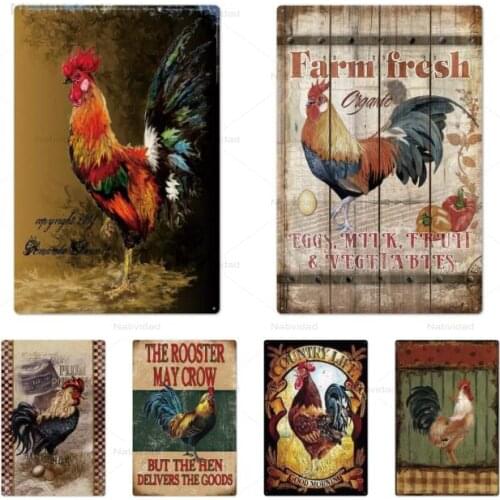 Irons Painting The Rooster May Crow But The Hen Delivers The Goods Wall Metal Tin Pictures Decor for Home Room and Pastures