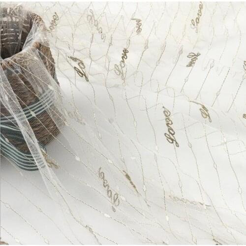 High-grade gold thread English embroidered striped net yarn childrens Hanfu fabric modern popular childrens lace fabric