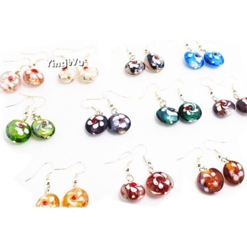 Yingwu Handmade Murano Lampwork Glass Pendants Earring jewelry Mixed Shapes, Mixed Color 50pcs Wholesale