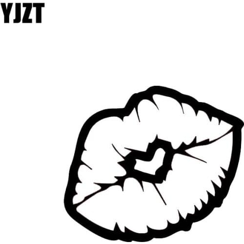YJZT 11*9.3CM Cute Lovely Heart Lip Kiss Baby Silhoutte Popular Fashion Style Car Sticker Black/Silver Vinyl Car Decal C20-0895