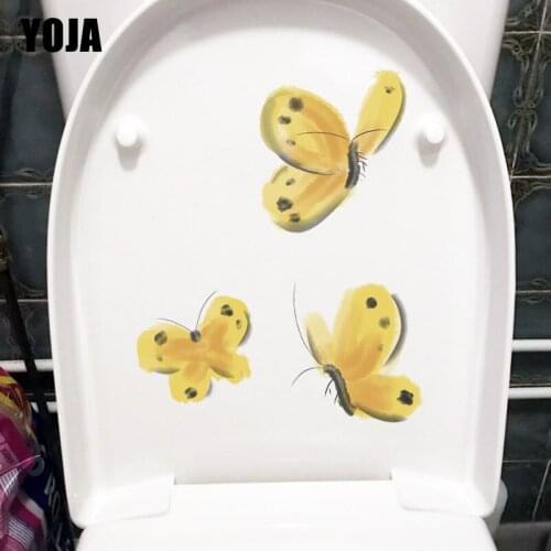 YOJA 18.3X21CM Watercolor Yellow Butterfly Baby Room Decor Cartoon Wall Sticker WC Toilet Decal T1-2077