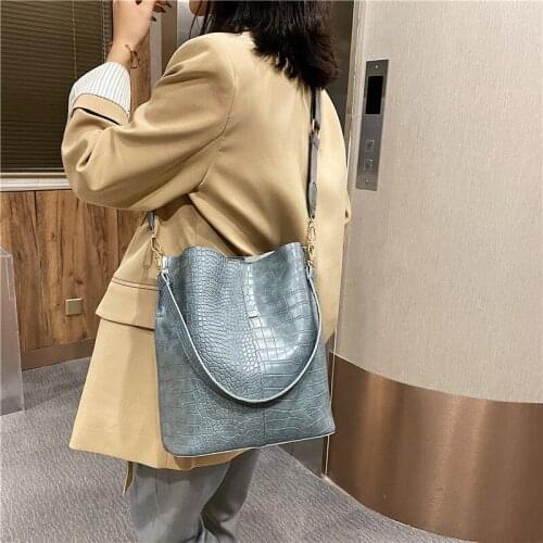 Women PU Leather Crossbody Bags Bucket Bag Shoulder Handbags Large Capacity Bag